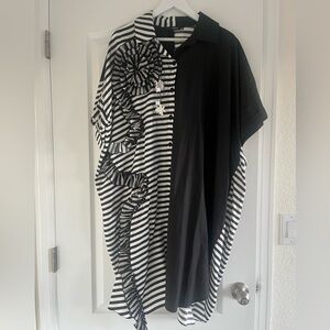 Black & White Striped Women's Swim Coverup Tunic
